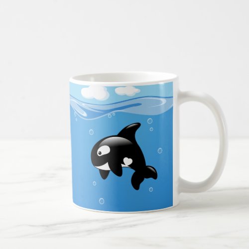 Cute Little Orca Whale in Ocean Coffee Mug