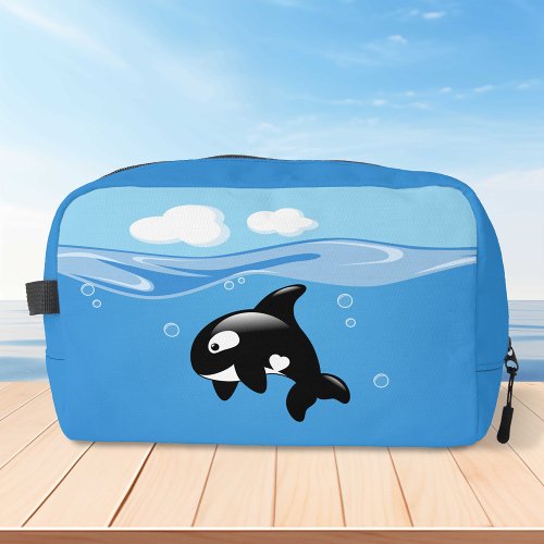 Cute Little Orca Whale in Ocean Dopp Kit