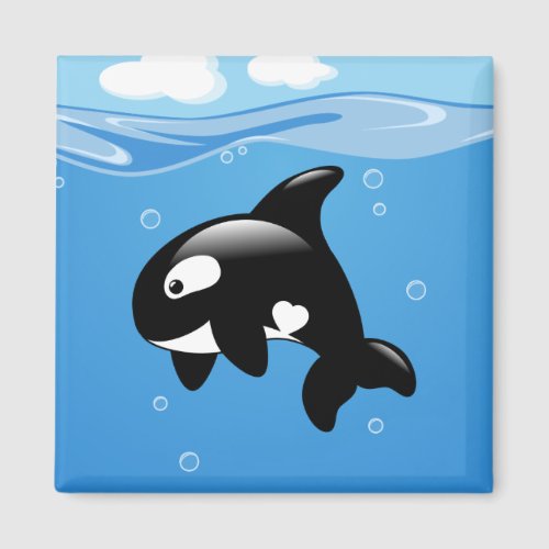 Cute Little Orca Whale in Ocean Magnet