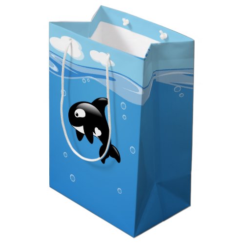 Cute Little Orca Whale in Ocean Medium Gift Bag