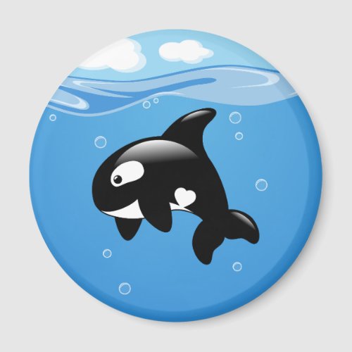 Cute Little Orca Whale on Aqua Magnet