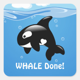 Cute Little Orca WHALE (Well) Done Square Sticker