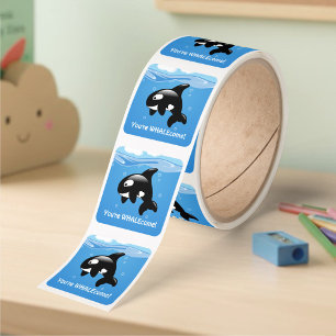 Cute Little Orca WHALEcome (Welcome) Square Sticker
