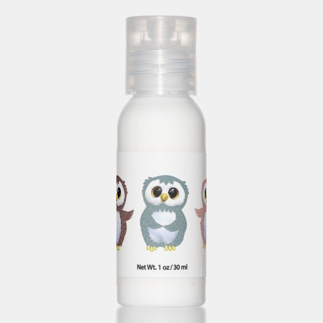 Cute little owl birds hand lotion (Front)