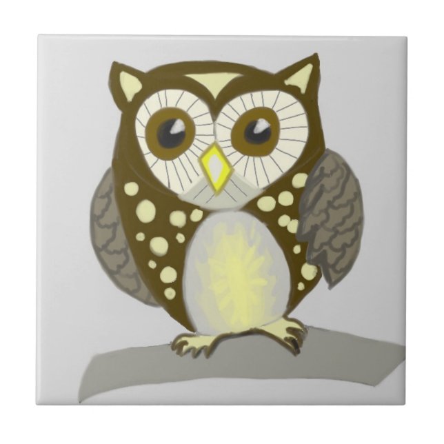 Cute little owl ceramic tile (Front)