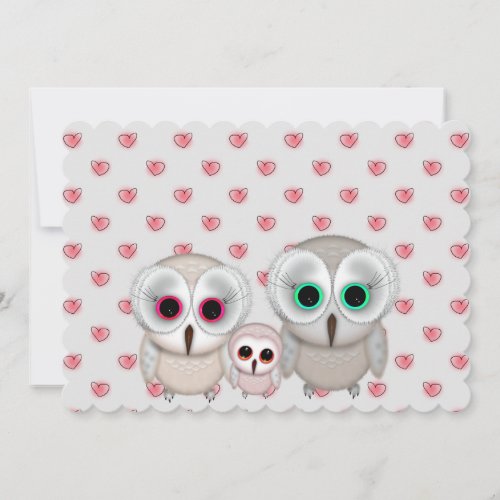 Cute Little Owl Family Baby Shower Invitation
