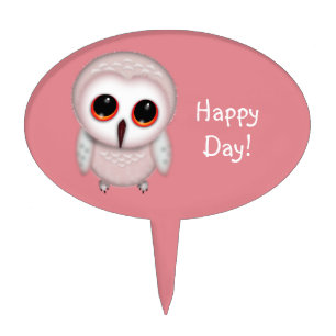 Cute Little Owl Illustration Cake Topper