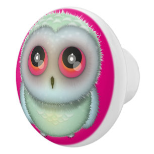 Cute Little Owl Illustration Ceramic Knob