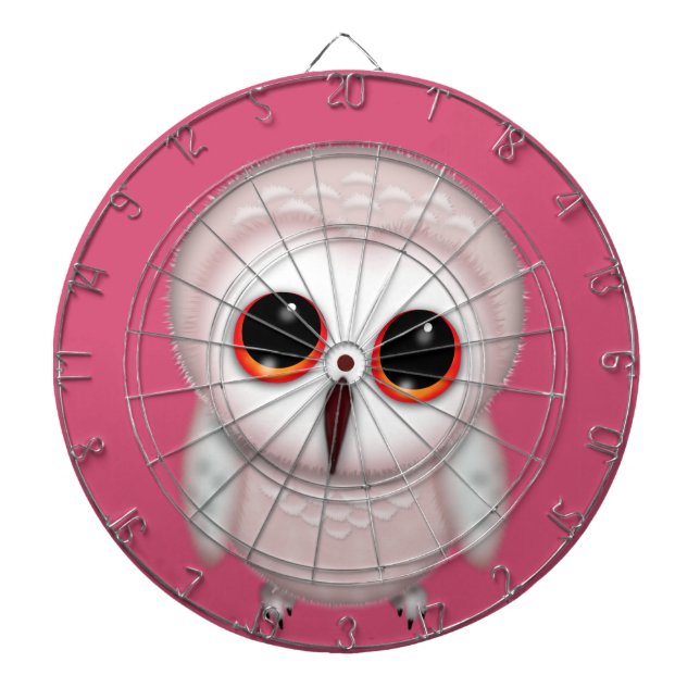Cute Little Owl Illustration Dartboard With Darts (Front)