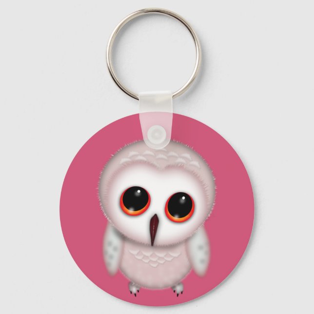 Cute Little Owl Illustration Keychain (Front)