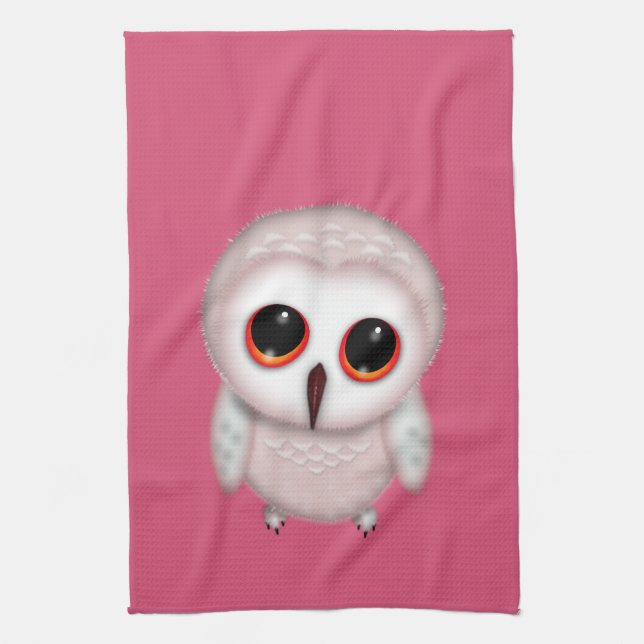 Cute Little Owl Illustration Kitchen Towel (Vertical)