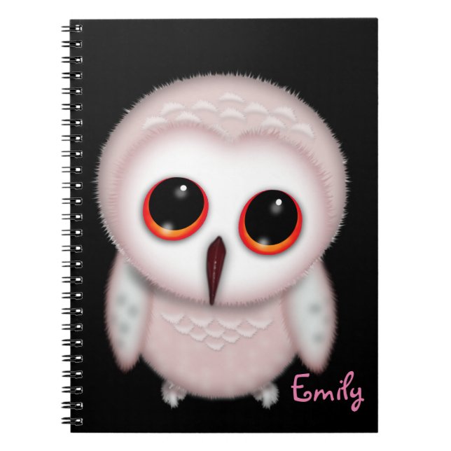 Cute Little Owl Illustration Personalized Notebook (Front)