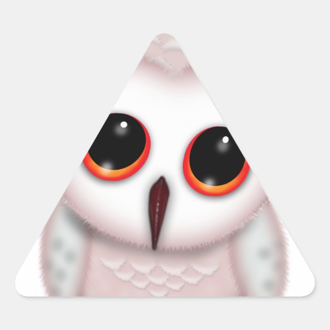 Cute Little Owl Illustration Triangle Sticker (Front)