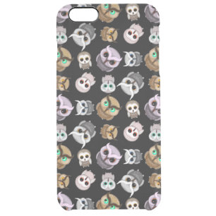 Cute Little Owl Illustrations over Black Backgroun Clear iPhone 6 Plus Case