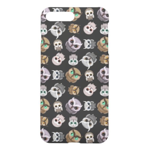 Cute Little Owl Illustrations over Black Backgroun iPhone 8 Plus/7 Plus Case