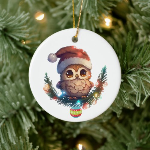 Cute Little Owl Merry Christmas Ornament