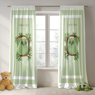 Cute Little Owl Sheer Curtain Pair