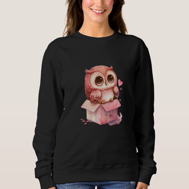 Cute Little Owl Valetines Animal Love  25 Sweatshirt (Front)