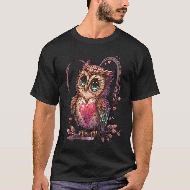 Cute Little Owl Valetines Animal Love  5 T-Shirt (Front)