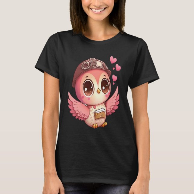 Cute Little Owl Valetines Animal Love  8 T-Shirt (Front)