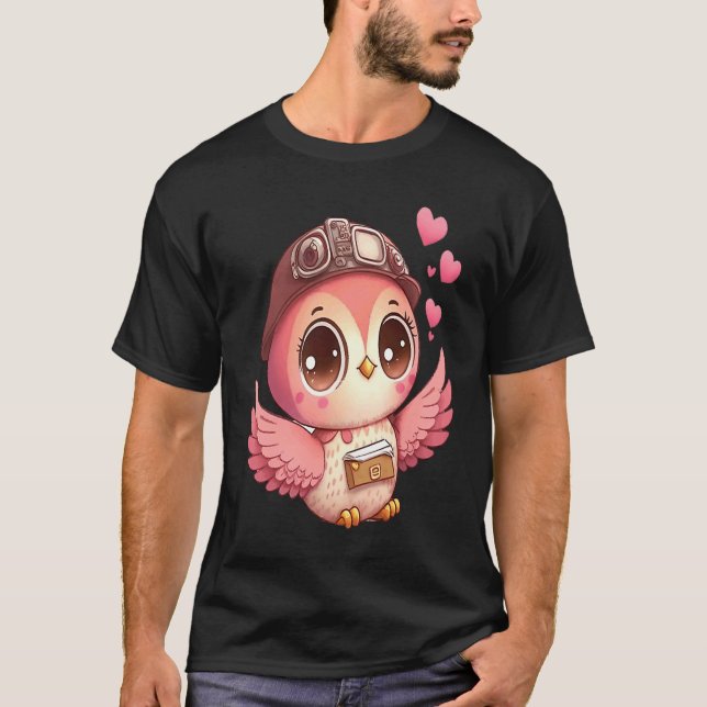 Cute Little Owl Valetines Animal Love  8 T-Shirt (Front)