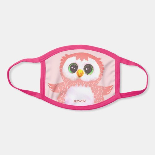 Cute little owl with editable text on light pink face mask