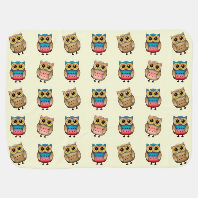 Cute Little Owls Baby Blanket (Horizontal)