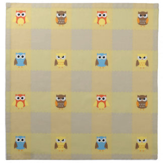 Cute Little Owls Brown and Yellow Napkins