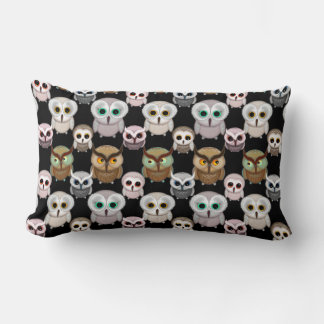 Cute Little Owls Illustrated Art Pattern Lumbar Pillow