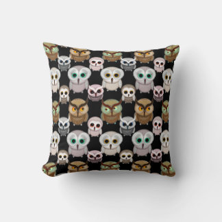 Cute Little Owls Illustrated Art Pattern Throw Pillow