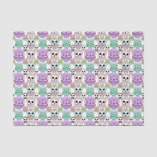 Cute Little Owls in Pastel Colors Tissue Paper