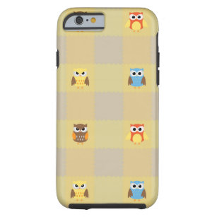 Cute Little Owls on Tan and Yellow Background Tough iPhone 6 Case