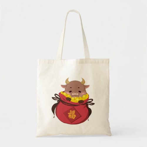 Cute little Ox Gives Best Wishes  Year of the Ox Tote Bag