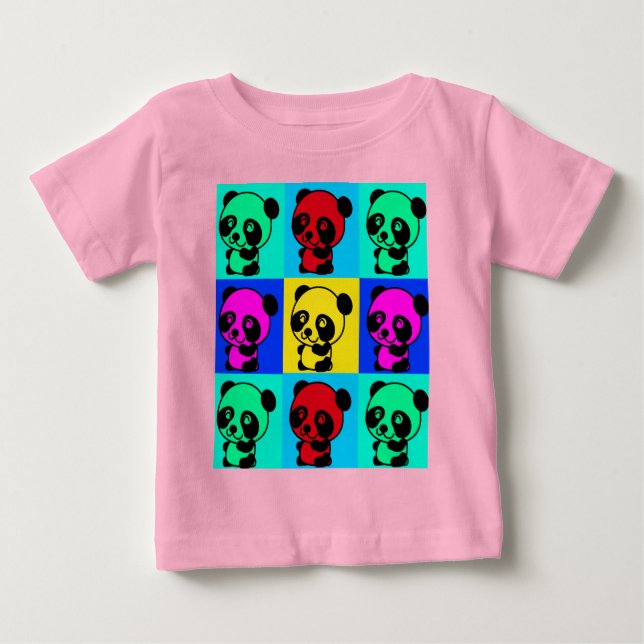 Cute Little Panda Bear Art Baby T-Shirt (Front)