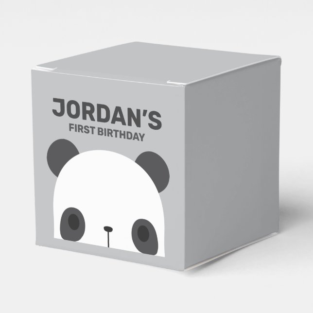 Cute Little Panda Bear Birthday Favor Boxes (Front Side)