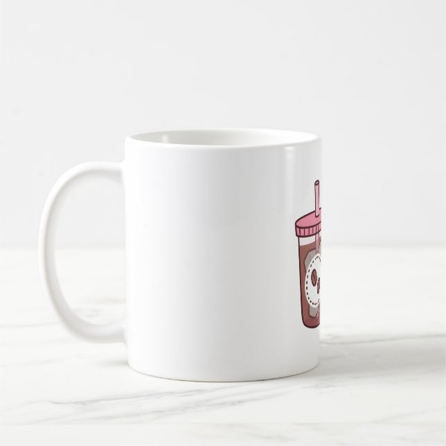 Cute Little Panda Bear Hugging Iced Coffee Mug (Left)