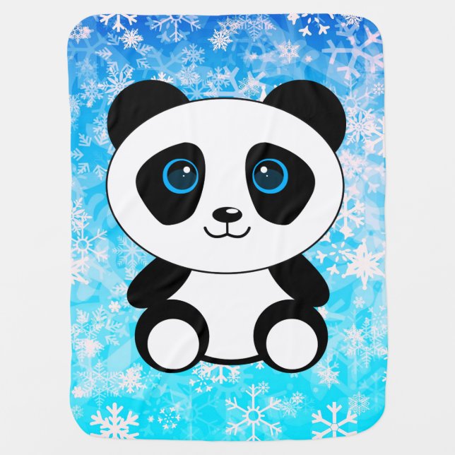 Cute Little Panda Bear Swaddle Blanket (Front)