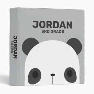 Cute Little Panda Bear with Personalized Name 3 Ring Binder