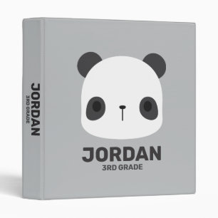 Cute Little Panda Bear with Personalized Name 3 Ring Binder