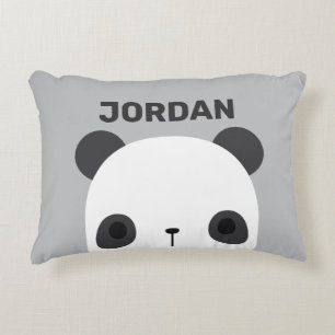 Cute Little Panda Bear with Personalized Name Accent Pillow
