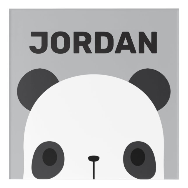 Cute Little Panda Bear with Personalized Name Acrylic Print (Front)