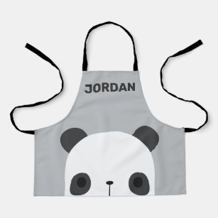 Cute Little Panda Bear with Personalized Name Apron
