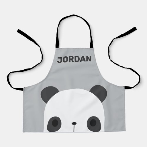 Cute Little Panda Bear with Personalized Name Apron