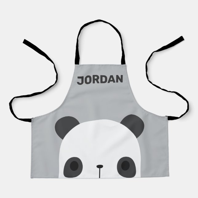 Cute Little Panda Bear with Personalized Name Apron (Front)