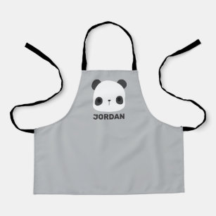 Cute Little Panda Bear with Personalized Name Apron