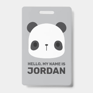 Cute Little Panda Bear with Personalized Name Badge