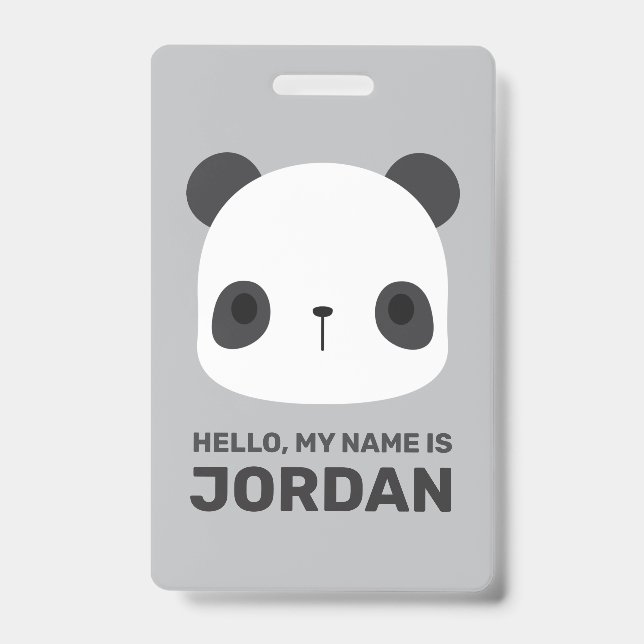 Cute Little Panda Bear with Personalized Name Badge (Front)