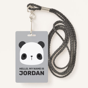 Cute Little Panda Bear with Personalized Name Badge