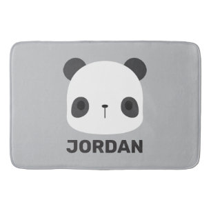 Cute Little Panda Bear with Personalized Name Bath Mat