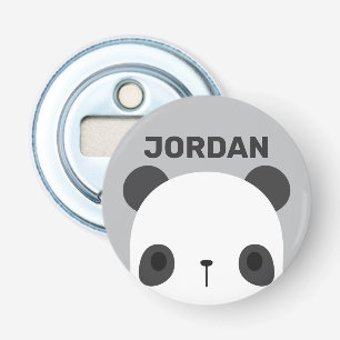 Cute Little Panda Bear with Personalized Name Bottle Opener